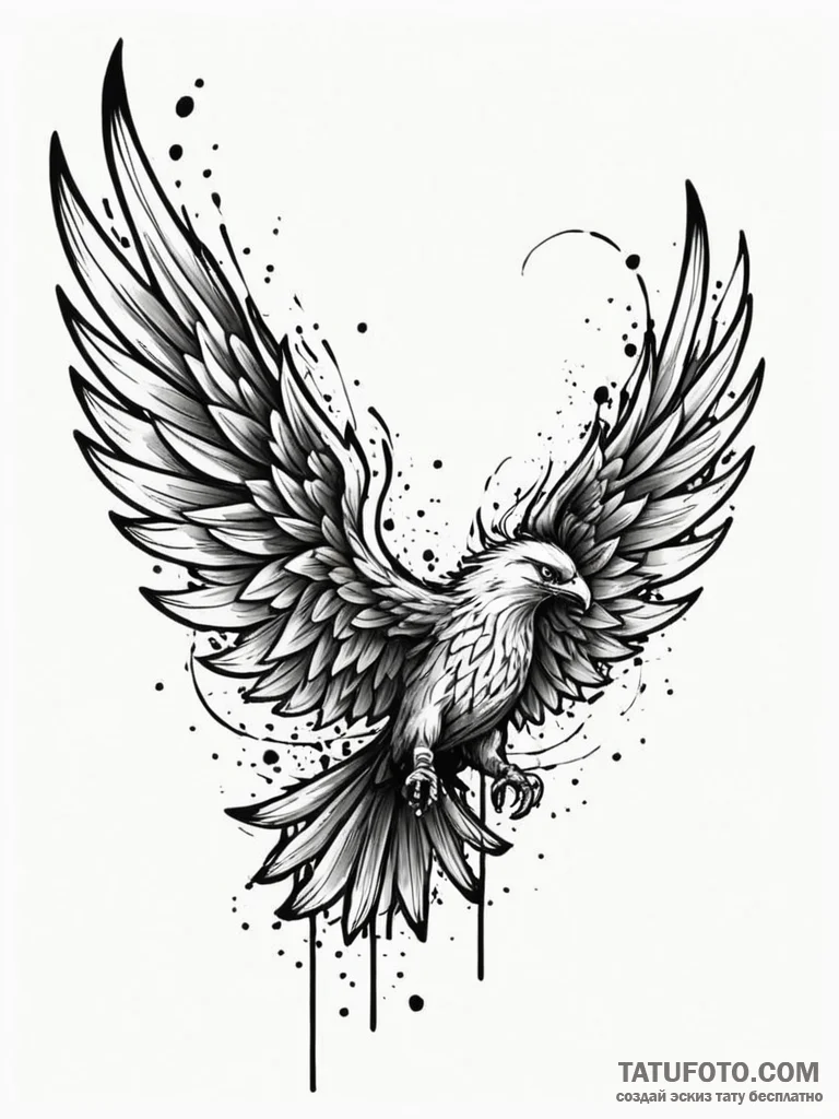Black fire engulfing wings, artistic tattoo s... - эскиз тату (№1752234088_0, 11.07.2025 11:41) — Tatufoto.com