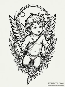 Cupid, artistic tattoo sketch, rough sketchy... - эскиз тату (№1752235576_0, 11.07.2025 12:06) — Tatufoto.com