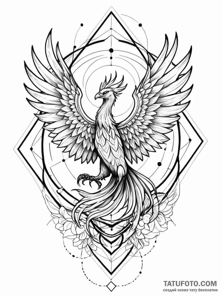 Phoenix crest devouring relic, concept art fo... - эскиз тату (№1752235818_0, 11.07.2025 12:10) — Tatufoto.com