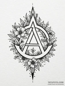 Anarchy symbol made of delicate wildflowers,... - эскиз тату (№1752235899_0, 11.07.2025 12:11) — Tatufoto.com
