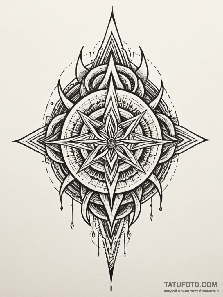 Thorned dagger devouring flame, tattoo sketch… — эскиз тату (№1752236141_0, 11.07.2025 12:15) — Tatufoto.com