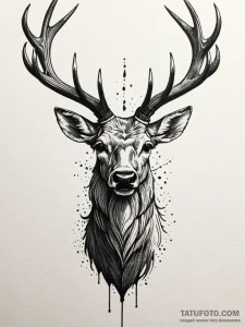 Ashen stag with hollow eyes, tattoo flash she... - эскиз тату (№1752236303_0, 11.07.2025 12:18) — Tatufoto.com