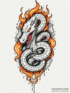 Hallowed serpent devouring celestial flame, t... - эскиз тату (№1752236543_0, 11.07.2025 12:22) — Tatufoto.com