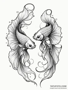 Two fighting fish (siamese fighting fish), in... - эскиз тату (№1752236786_0, 11.07.2025 12:26) — Tatufoto.com