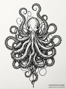 Kraken tentacles wrapped in chains, tattoo sk... - эскиз тату (№1752237107_0, 11.07.2025 12:31) — Tatufoto.com