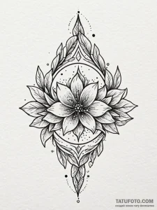 Silver arrows piercing celestial bloom, tatto... - эскиз тату (№1752237432_0, 11.07.2025 12:37) — Tatufoto.com