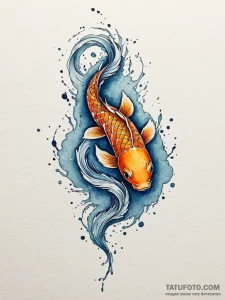 Koi serpent coiling through void, tattoo line... - эскиз тату (№1752237754_0, 11.07.2025 12:42) — Tatufoto.com