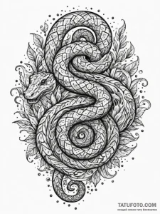 Labyrinth serpent beneath ice, tattoo line ar... - эскиз тату (№1752238079_0, 11.07.2025 12:47) — Tatufoto.com