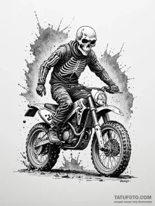 Dust storm hiding skeletal rider, concept art... - эскиз тату (№1752238161_0, 11.07.2025 12:49) — Tatufoto.com