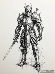 Abyssal knight with jagged blade, artistic ta... - эскиз тату (№1752238971_0, 11.07.2025 13:02) — Tatufoto.com