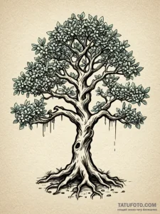 Jade tree entwined with bone, tattoo sketch d... - эскиз тату (№1752239053_0, 11.07.2025 13:04) — Tatufoto.com