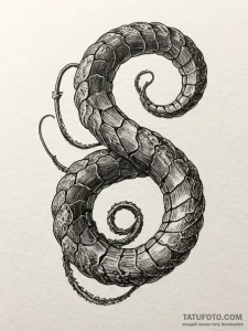 Serpent tail coiled around relic, artistic ta... - эскиз тату (№1752239134_0, 11.07.2025 13:05) — Tatufoto.com