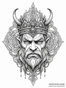 Orcish relic crowned in frost, ink illustrati... - эскиз тату (№1752239456_0, 11.07.2025 13:10) — Tatufoto.com