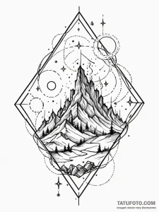 Burning constellation above ruins, tattoo lin... - эскиз тату (№1752239697_0, 11.07.2025 13:14) — Tatufoto.com