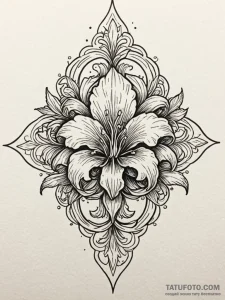 Heraldic lily, ink illustration for tattoo, r... - эскиз тату (№1752240100_0, 11.07.2025 13:21) — Tatufoto.com