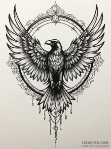 Angelic crow with skeletal wings, tattoo line... - эскиз тату (№1752240849_0, 11.07.2025 13:34) — Tatufoto.com