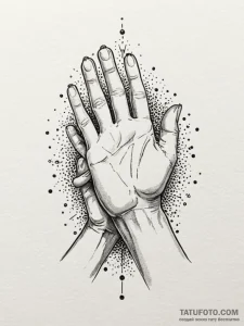 Praying hands, ink illustration for tattoo, d... - эскиз тату (№1752241274_0, 11.07.2025 13:41) — Tatufoto.com