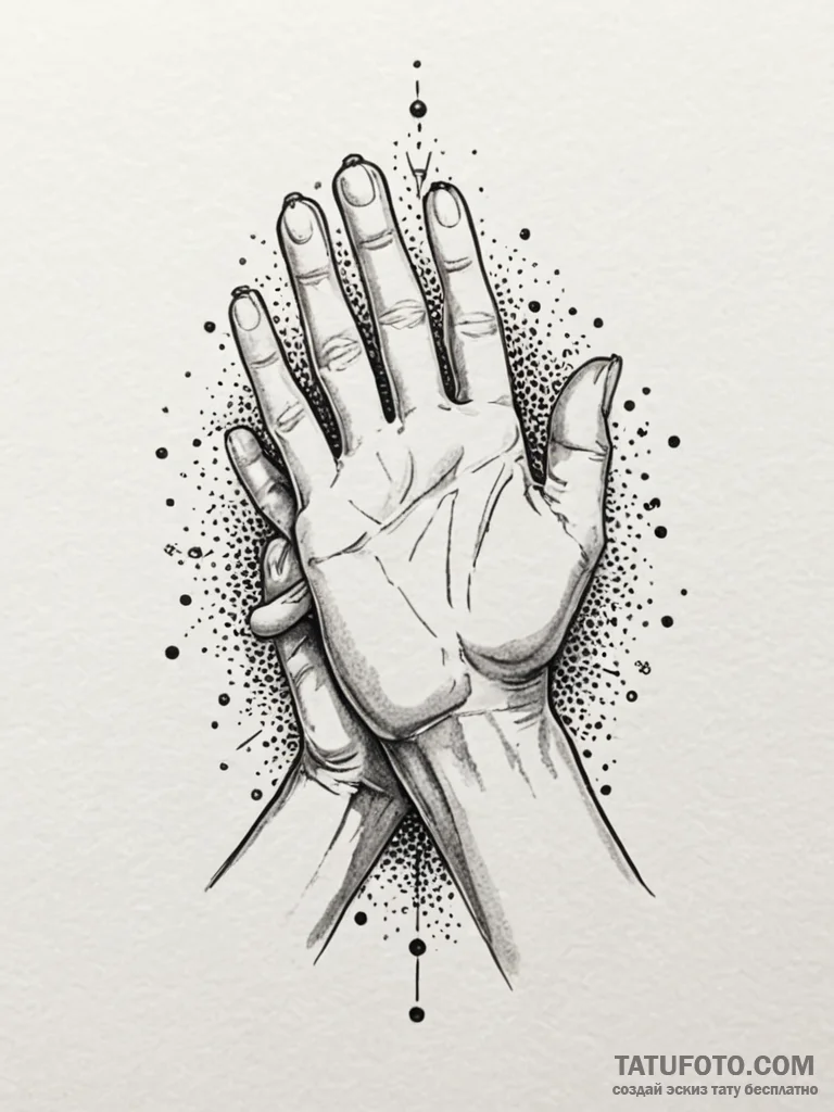 Praying hands, ink illustration for tattoo, d... - эскиз тату (№1752241274_0, 11.07.2025 13:41) — Tatufoto.com