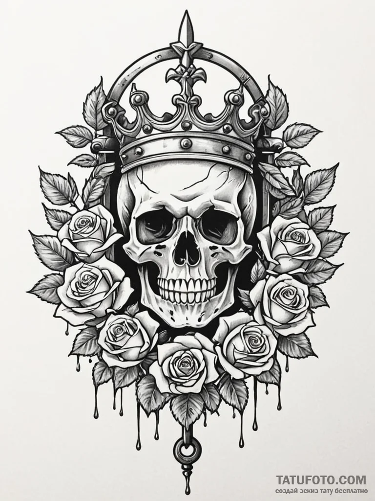 Frosted crown beneath shattered gate, artisti... - эскиз тату (№1752241960_0, 11.07.2025 13:52) — Tatufoto.com