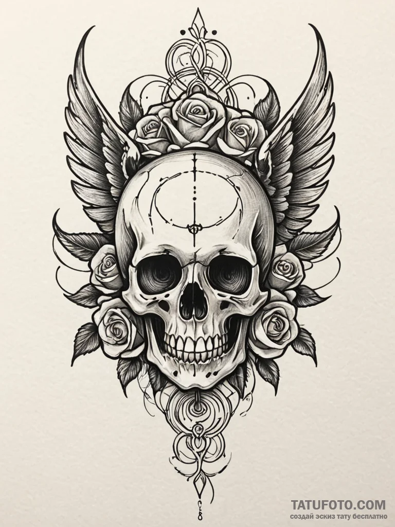 Dark wings made of smoke, tattoo drawing outl... - эскиз тату (№1752242304_0, 11.07.2025 13:58) — Tatufoto.com