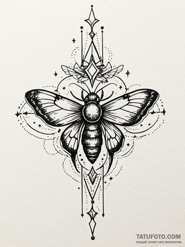 Night moth crowned in stars, tattoo sketch de… — эскиз тату (№1752242561_0, 11.07.2025 14:02) — Tatufoto.com