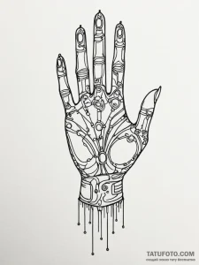 A hand with glowing circuit tattoos - эскиз тату (№1752243158_0, 11.07.2025 14:12) — Tatufoto.com