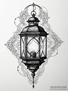 Animated lantern with ghost inside, tattoo sk... - эскиз тату (№1752243668_0, 11.07.2025 14:21) — Tatufoto.com