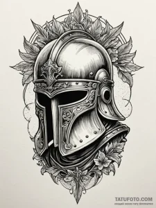 A roman centurion helmet with battle damage,... - эскиз тату (№1752243925_0, 11.07.2025 14:25) — Tatufoto.com