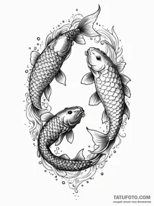 Koi twins chasing each other, tattoo flash sh... - эскиз тату (№1752244183_0, 11.07.2025 14:29) — Tatufoto.com