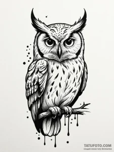 Owl, artistic tattoo sketch, blackwork tattoo... - эскиз тату (№1752244268_0, 11.07.2025 14:31) — Tatufoto.com