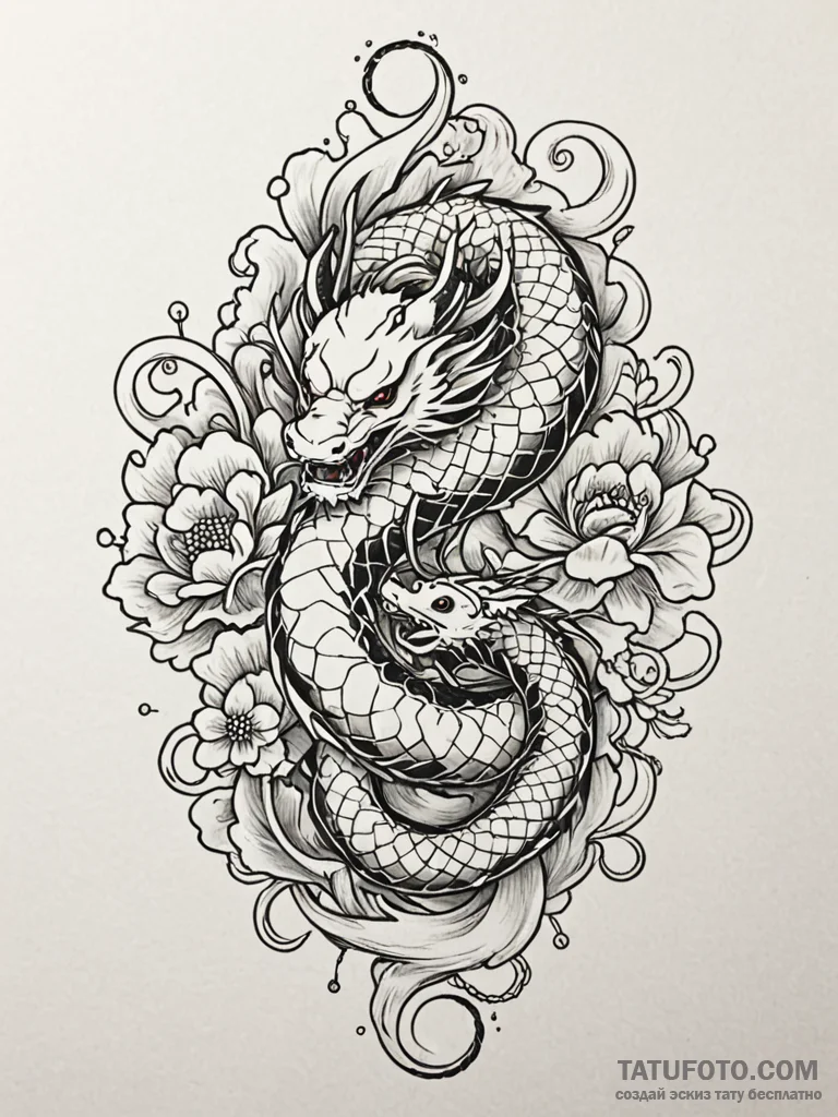 Apocalyptic chains coiling serpent, tattoo fl… — эскиз тату (№1752245205_0, 11.07.2025 14:46) — Tatufoto.com