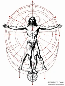 Da vinci's vitruvian man, a symbol of harmony... - эскиз тату (№1752245462_0, 11.07.2025 14:51) — Tatufoto.com