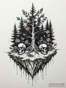 A floating island with a single tree, concept... - эскиз тату (№1752245891_0, 11.07.2025 14:58) — Tatufoto.com