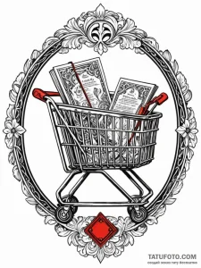 Shopping cart icon, empty, ink illustration f... - эскиз тату (№1752246562_0, 11.07.2025 15:09) — Tatufoto.com
