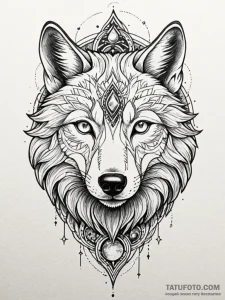 Astral wolf with galaxy eyes, tattoo sketch d... - эскиз тату (№1752246732_0, 11.07.2025 15:12) — Tatufoto.com