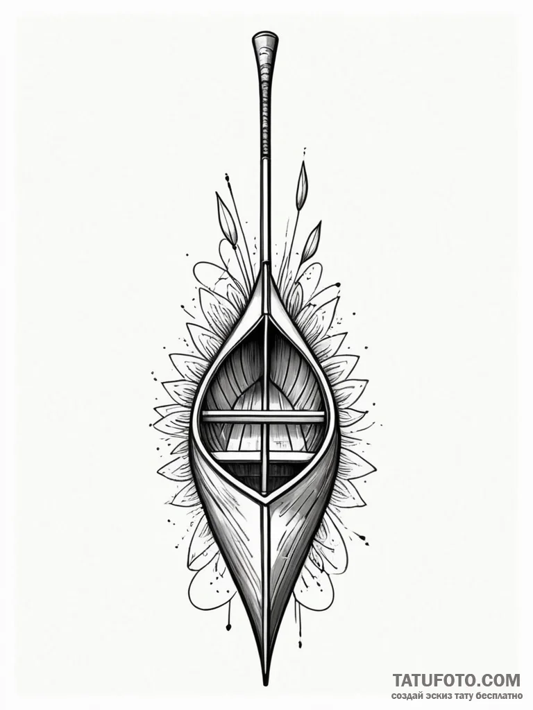 Oar, strong and weathered, from a rowing boat... - эскиз тату (№1752247158_0, 11.07.2025 15:19) — Tatufoto.com