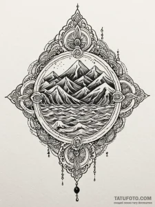 Sea, tattoo drawing outline, on a clean white... - эскиз тату (№1752247328_0, 11.07.2025 15:22) — Tatufoto.com