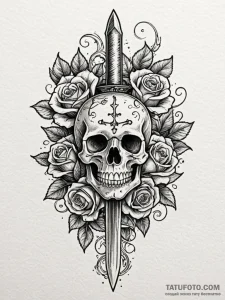 Dagger through burning scroll, ink illustrati... - эскиз тату (№1752247414_0, 11.07.2025 15:23) — Tatufoto.com