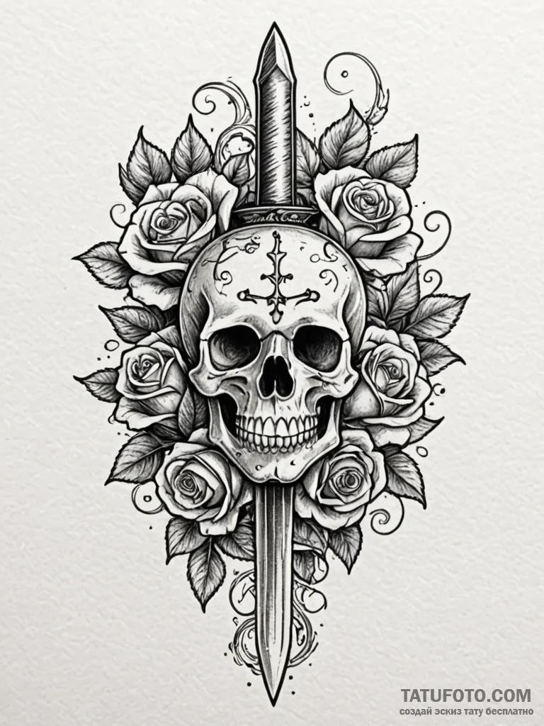 Dagger through burning scroll, ink illustrati... - эскиз тату (№1752247414_0, 11.07.2025 15:23) — Tatufoto.com