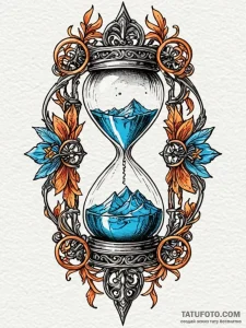 A detailed broken hourglass, time stopped,, t... - эскиз тату (№1752247499_0, 11.07.2025 15:24) — Tatufoto.com