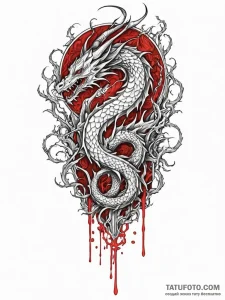 Dragon blood dripping from blade, tattoo line... - эскиз тату (№1752247834_0, 11.07.2025 15:30) — Tatufoto.com