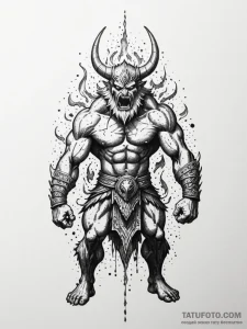 Berserker's rage visualized as a fiery, spect... - эскиз тату (№1752248336_0, 11.07.2025 15:38) — Tatufoto.com