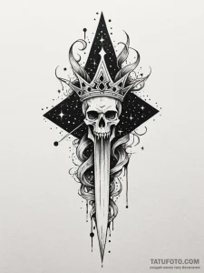 Ghost dagger crowned in starlight, tattoo dra... - эскиз тату (№1752248420_0, 11.07.2025 15:40) — Tatufoto.com
