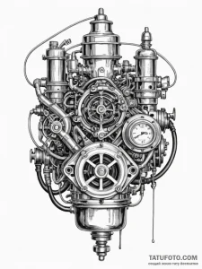 Carburetor, detailed and complex, with fuel l... - эскиз тату (№1752248964_0, 11.07.2025 15:49) — Tatufoto.com