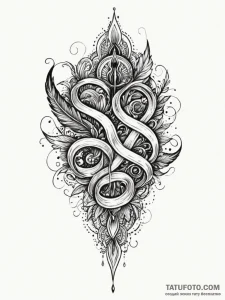Relic quill writing in void, ink illustration... - эскиз тату (№1752249048_0, 11.07.2025 15:50) — Tatufoto.com