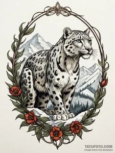 A snow leopard in the mountains (is there, bu... - эскиз тату (№1752249300_0, 11.07.2025 15:55) — Tatufoto.com