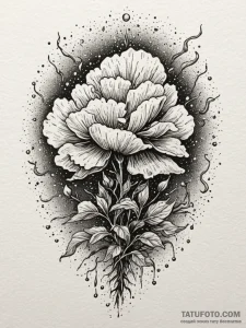 Undying bloom beneath spectral storm, ink ill... - эскиз тату (№1752249468_0, 11.07.2025 15:57) — Tatufoto.com