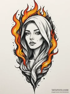 Stone flames tearing through veil, tattoo lin... - эскиз тату (№1752250986_0, 11.07.2025 16:23) — Tatufoto.com