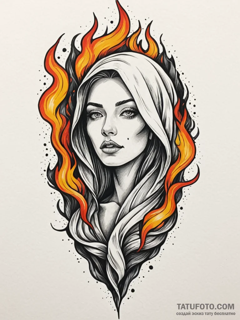 Stone flames tearing through veil, tattoo lin... - эскиз тату (№1752250986_0, 11.07.2025 16:23) — Tatufoto.com