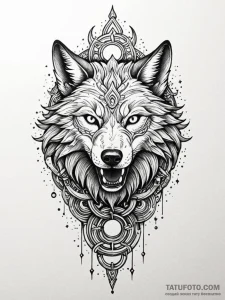 Fenrir breaking his chains of starlight, ink... - эскиз тату (№1752251664_0, 11.07.2025 16:34) — Tatufoto.com